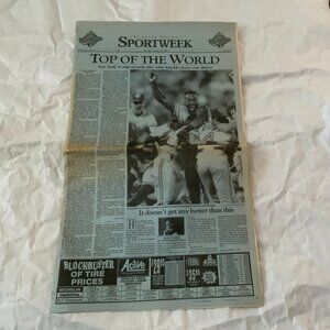 TORONTO BLUE JAYS WORLD SERIES WIN 1992 GLOBE & MAIL NEWSPAPER